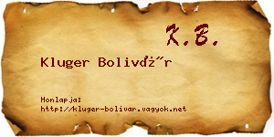 Kluger Bolivár névjegykártya